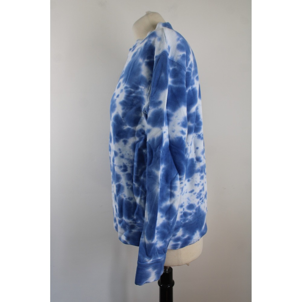 Monrow M Blue Tie Dye Soft Sweatshirt Long Sleeve Crew Neck Pullover Top - Picture 4 of 9